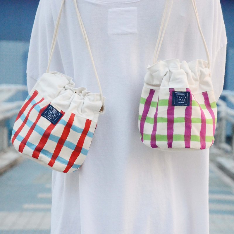 ::Bangstree:: Shoulder Bucket Bag -grid - Messenger Bags & Sling Bags - Other Materials Red
