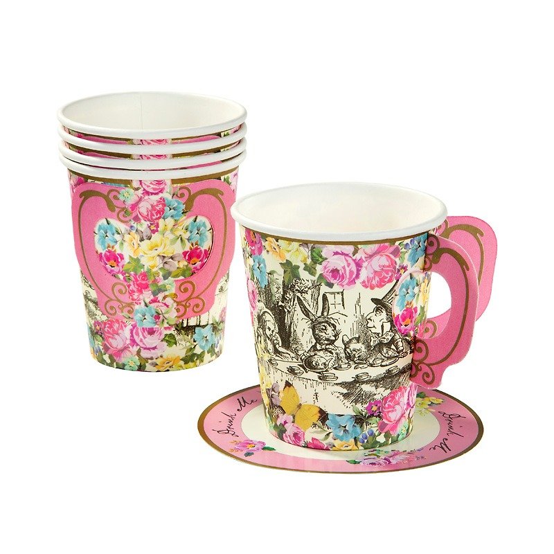 "Is Alice § cup & saucer set" Britain Talking Tables Party Supplies - Teapots & Teacups - Paper Multicolor