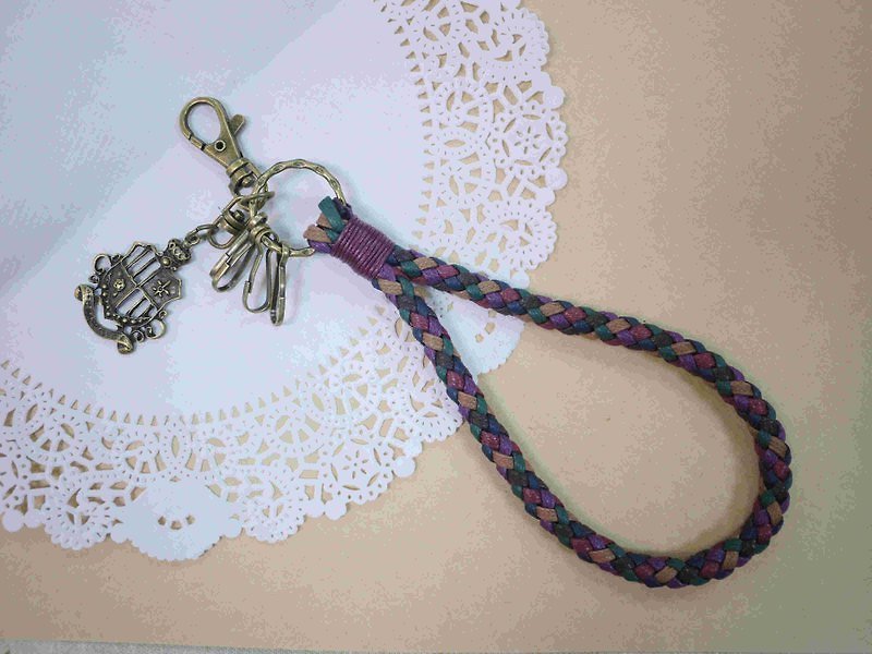 ~米+熊~ Vintage woven key ring Wax thread woven key ring (vintage color) - Other - Other Metals Multicolor