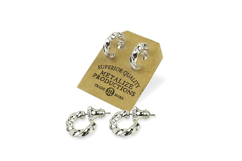 [METALIZE] M-Metal Rope Earrings Earrings (Plating Platinum) - Earrings & Clip-ons - Other Metals 