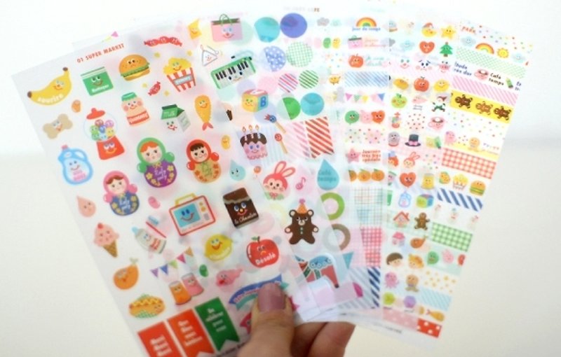 韓國【Afrocat】yummy friends deco sticker 手作 手創 裝飾 貼紙 甜蜜 可愛 - 貼紙 - 紙 多色