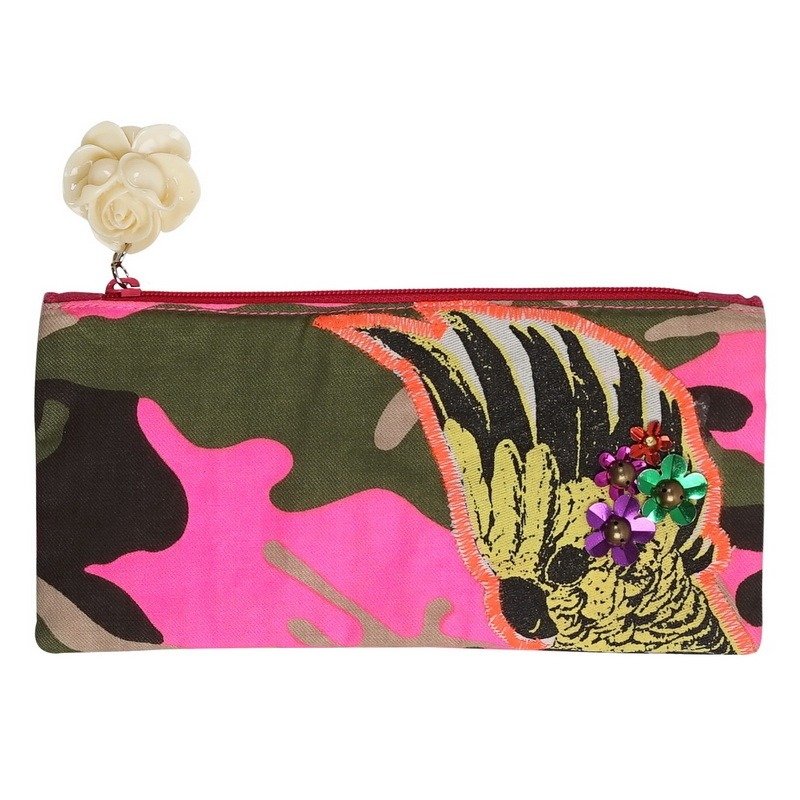 GINGER│タイのデザイン - オウムの印刷マニュアルスパンコールジッパーポーチS - ポーチ - その他の素材 