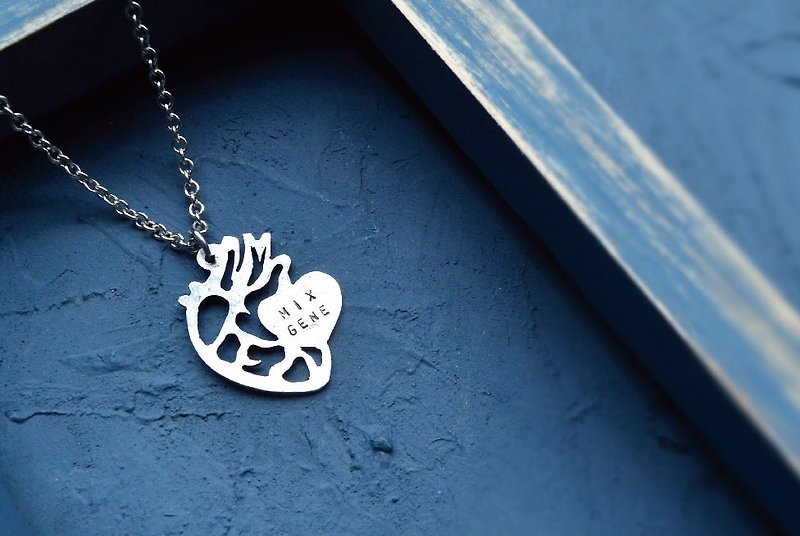 -HEART- Necklace- 999 silver couple necklace - สร้อยคอ - โลหะ สีน้ำเงิน