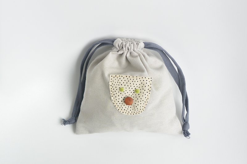 White mesh drawstring bag - black spots - Toiletry Bags & Pouches - Other Materials Gray
