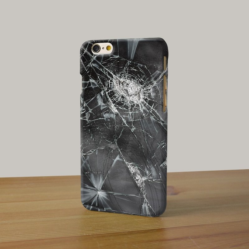 Broken screen glass in black 3D Full Wrap Phone Case, available for  iPhone 7, iPhone 7 Plus, iPhone 6s, iPhone 6s Plus, iPhone 5/5s, iPhone 5c, iPhone 4/4s, Samsung Galaxy S7, S7 Edge, S6 Edge Plus, S6, S6 Edge, S5 S4 S3  Samsung Galaxy Note 5, Note 4, No - เคส/ซองมือถือ - พลาสติก สีดำ