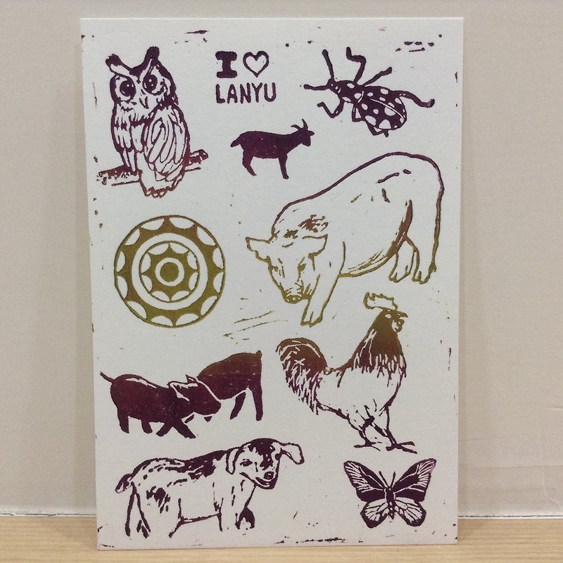 [Colorable] Lanyu endemic species and poultry-hand-printed postcard - Posters - Paper 
