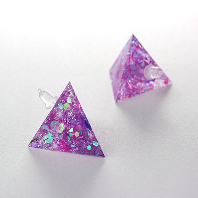 Triangle Earrings (yo-yo) - ต่างหู - วัสดุอื่นๆ สีม่วง