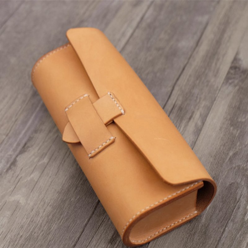 Handmade vegetable tanned leather stationery box storage box - Pencil Cases - Genuine Leather Gold