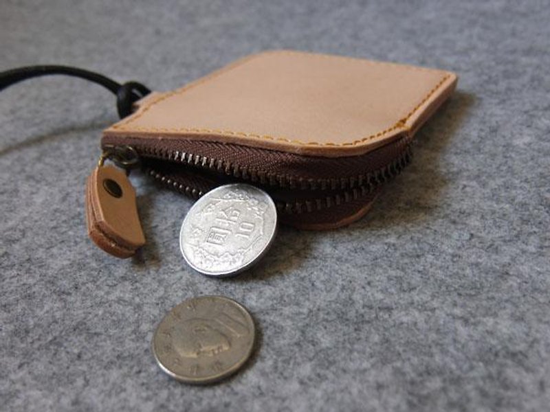 YOURS minimalist small leather handmade leather purse with ‧ Natural Leather - Coin Purses - Genuine Leather 
