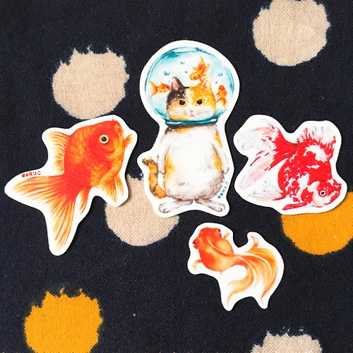 1s Goldfish (THOU.s.HAND) 玻璃球貓 金魚貓 手帳 小貼紙套裝