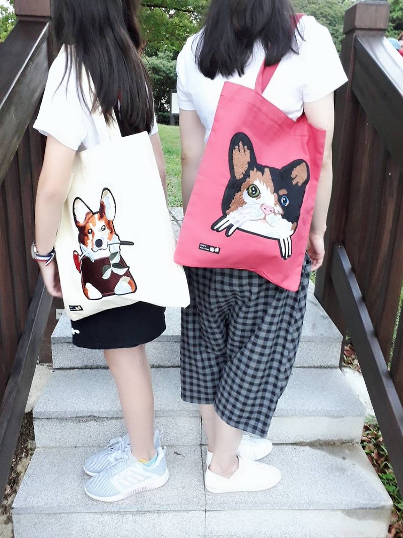 Corgi and the cat carry shoulder bag value set - Messenger Bags & Sling Bags - Cotton & Hemp 