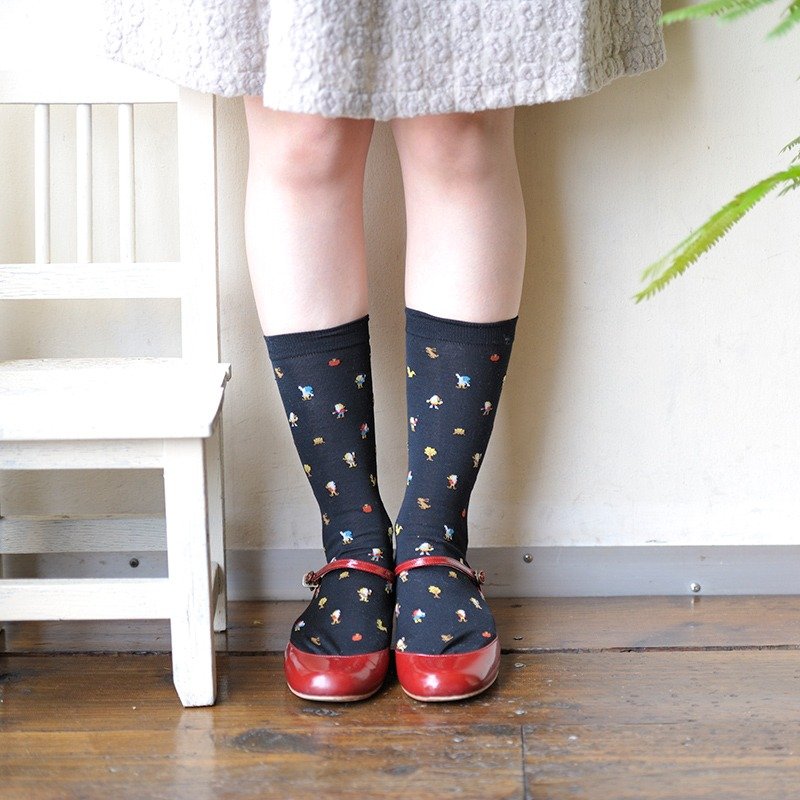 cobito socks（コビトくつした） - 襪子 - 棉．麻 黑色