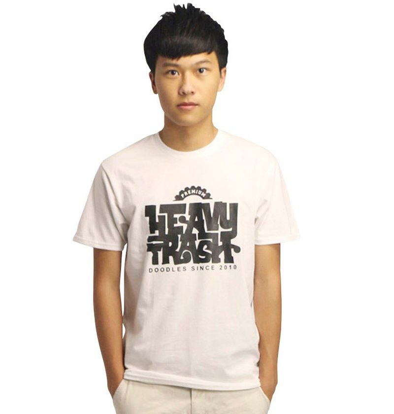 20%優惠券 Doodles 簡約Heavy Trash 男生白色T恤 - 男 T 恤 - 其他材質 白色