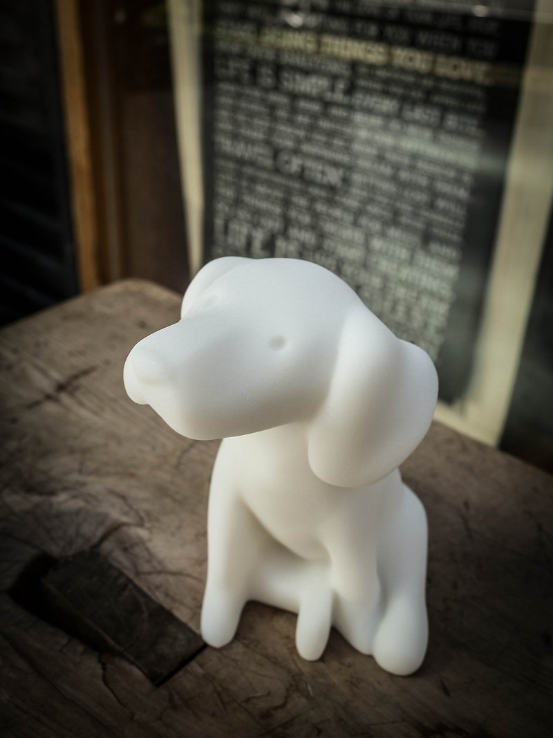 【癒しの置物 | オーナメント】ハッピービーグル犬型石彫り - 置物 - 石 ホワイト