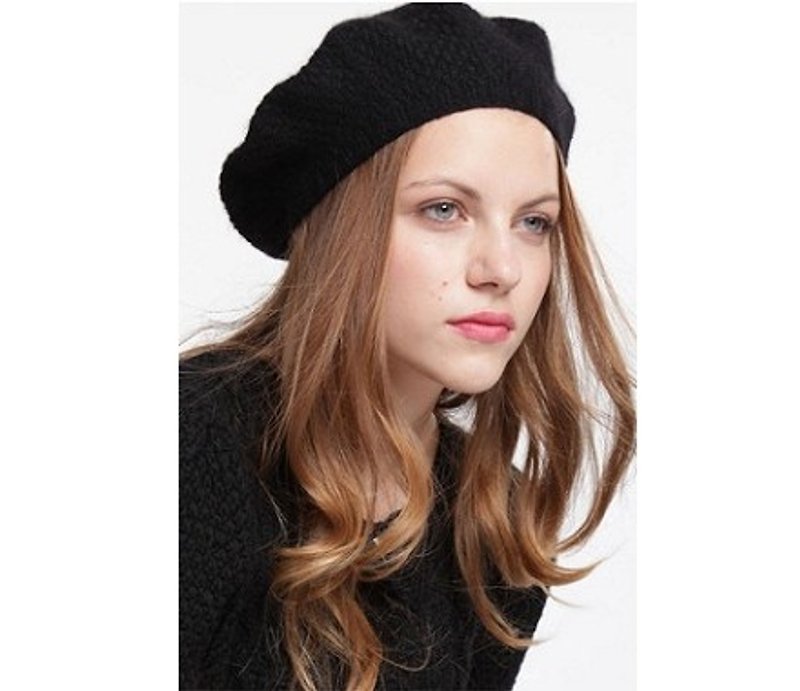 ブラックカシミアベレー帽 - 帽子 - その他の素材 