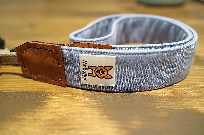 Camera strap. Lazy neutral blue cotton handmade - กล้อง - ผ้าฝ้าย/ผ้าลินิน สีน้ำเงิน