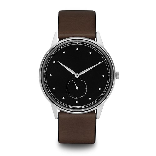 HYPERGRAND HYPERGRAND - 小秒針系列 - 銀黑錶盤棕皮革手錶