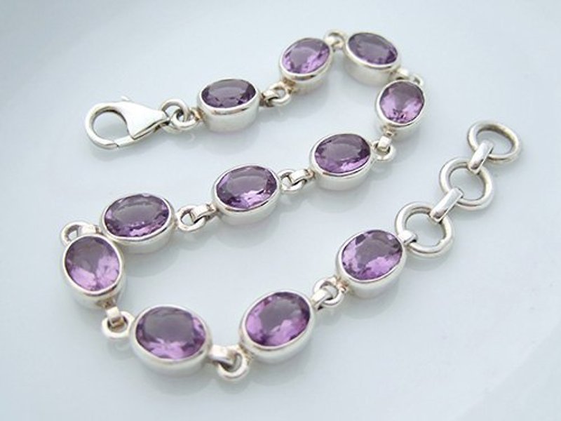 優質天然紫水晶純銀手鍊‧亮麗的薰衣草紫 - ブレスレット - 宝石 パープル