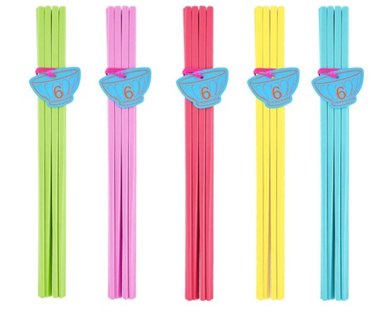 GINGER │ Denmark and Thailand Design - Macaron chopsticks into groups of six (colored) - Chopsticks - Plastic 