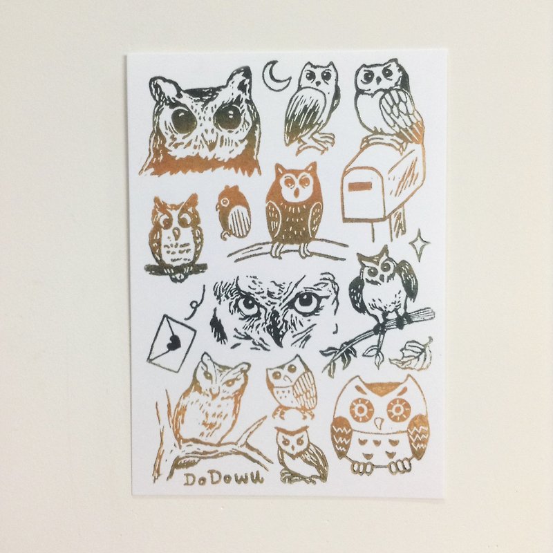 [Colorable] Horned Owl-Lanyu Picture Postcard - Cards & Postcards - Paper Orange
