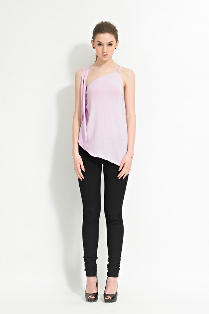 Pink Strap Top Asymmetric Style - เสื้อกั๊กผู้หญิง - วัสดุอื่นๆ สึชมพู