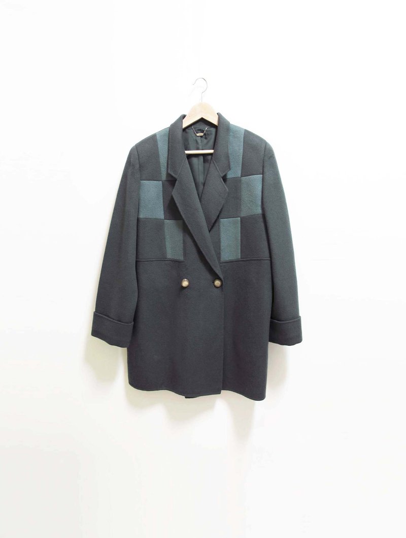 Wahr_ green plaid coat jacket - เสื้อโค้ทผู้ชาย - วัสดุอื่นๆ สีเขียว