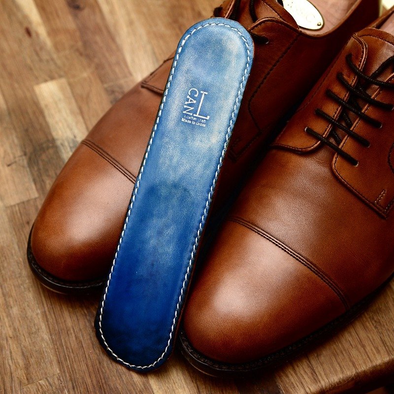 Handmade pot handmade custom shoes shoehorn mention shoes full leather vegetable tanned leather handmade blue sky - Men's Casual Shoes - Genuine Leather Blue