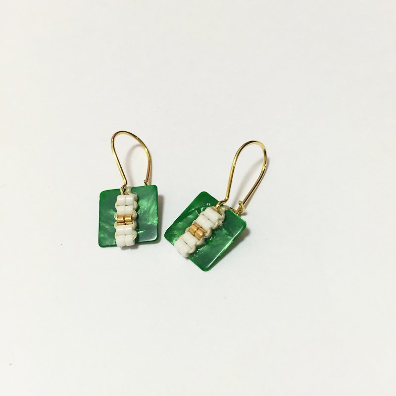 ololssim green retro square ethnic earrings - Earrings & Clip-ons - Other Metals Multicolor