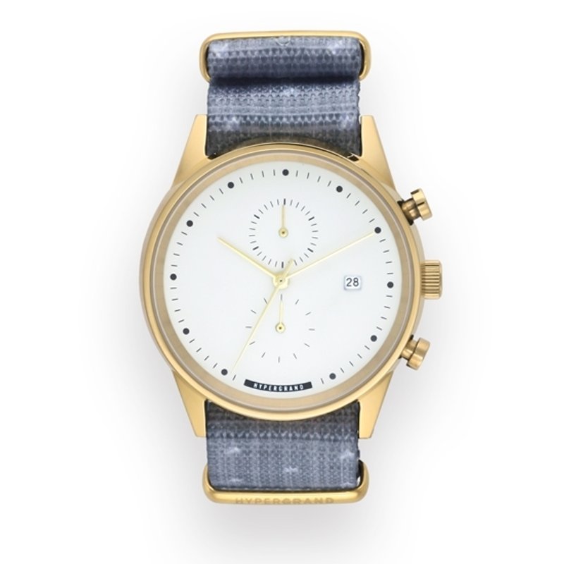 HYPERGRAND - MAVERICK CHRONO ROYALE / cold steel eyes Chrono - watch the royal blue and gray (polished gold) - Women's Watches - Other Materials 