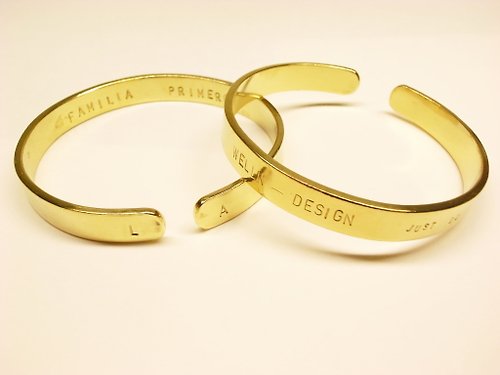 二毛銀（Nimou Jewelry） 二毛銀黃銅客製敲字手環-男生寬版