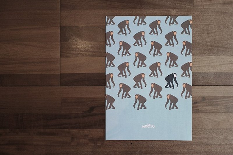 Maotu-Wandering Postcard (Orangutan) - การ์ด/โปสการ์ด - กระดาษ สีน้ำเงิน