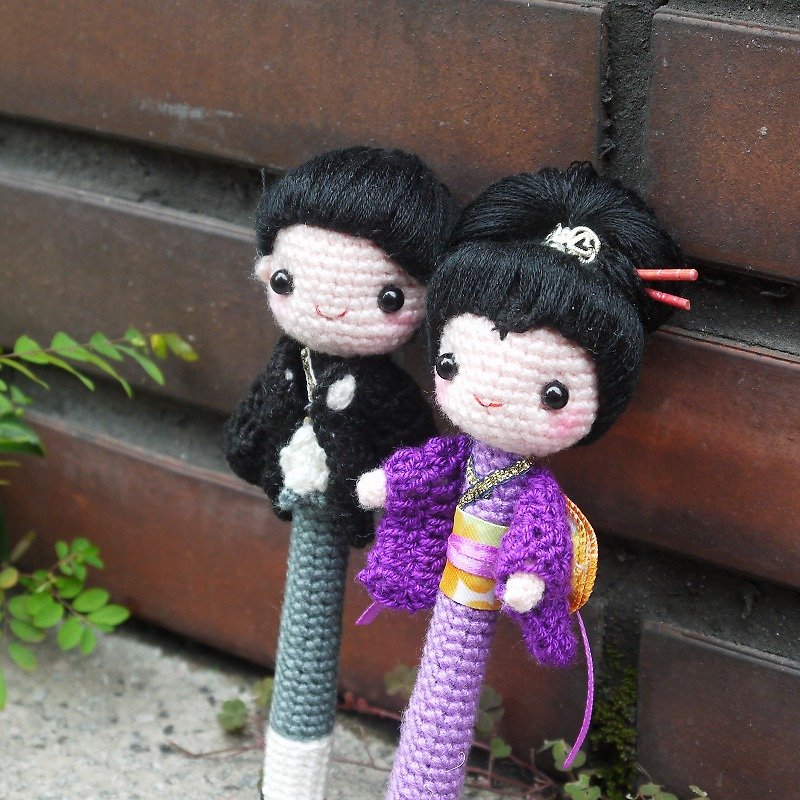 "Hand-made Woolen Yarn" ♥Japanese Kimono♥Signature Pen - Stuffed Dolls & Figurines - Other Materials Purple