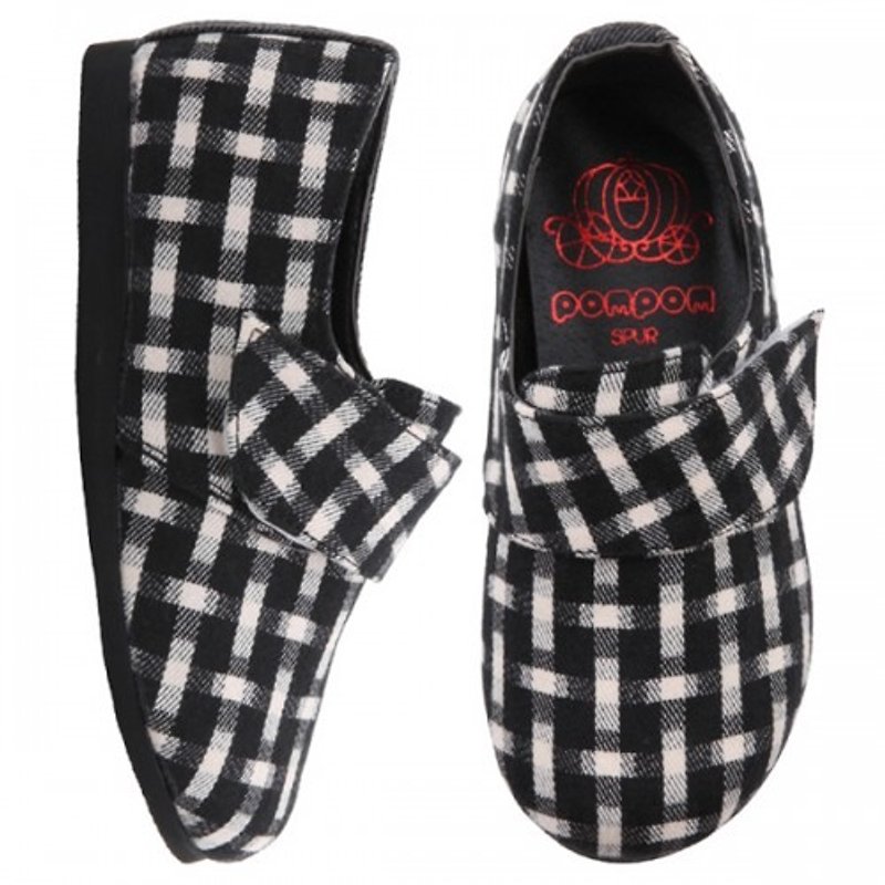 買鞋送襪 - SPUR 方格圖案平底童裝鞋 FF6037 BLACK(不設退換) - 其他 - 其他材質 黑色