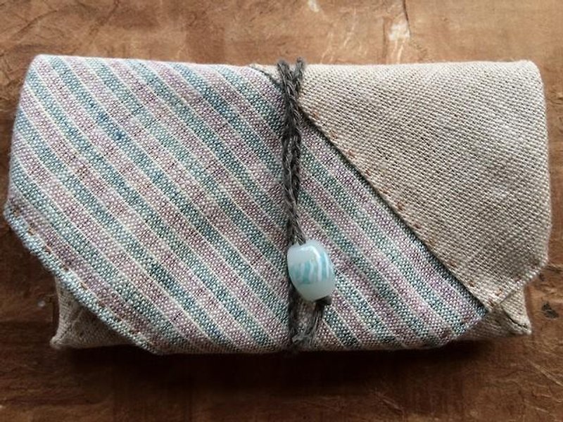 Hand-woven hemp string formula wallet P6 - กระเป๋าสตางค์ - ผ้าฝ้าย/ผ้าลินิน ขาว