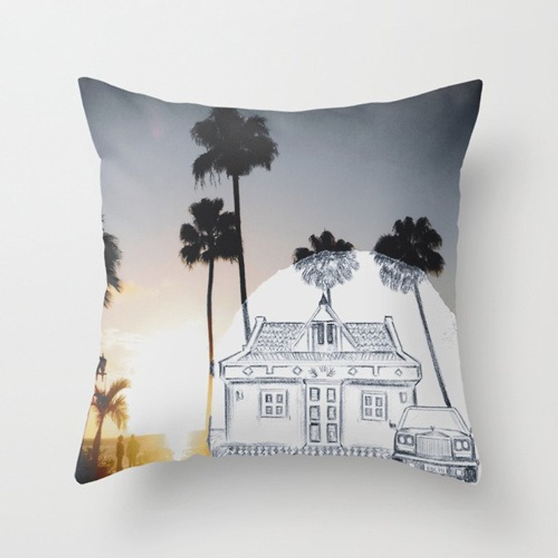 Travel with Pencil Collection Caribbean Beautiful Dusk Hand-painted Pillow - Warm and Comfortable - Pillows & Cushions - Other Materials 