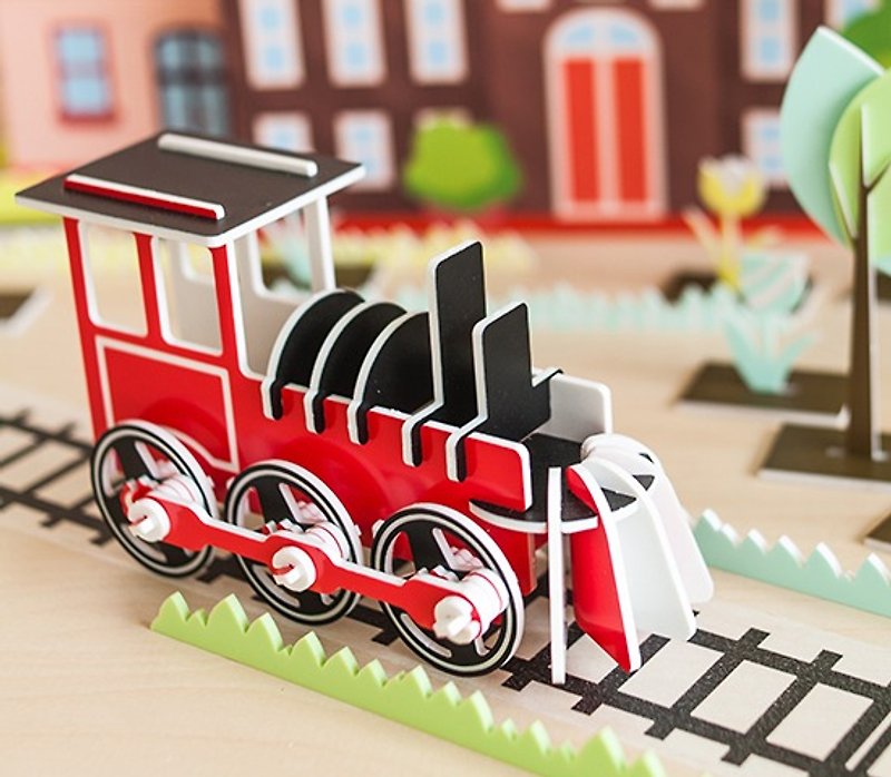 【パズルパズル】輸送シリーズ // 蒸気機関車 - 知育玩具・ぬいぐるみ - アクリル レッド