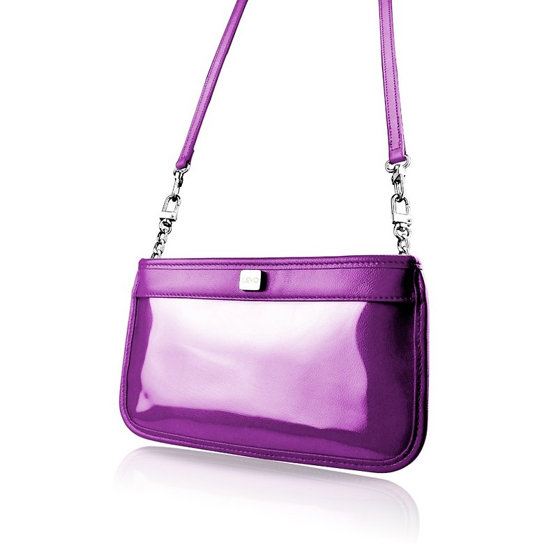 [LIEVO] CUTE-Smartphone Leather Dual Purpose Bag_Beautiful Purple - กระเป๋าแมสเซนเจอร์ - หนังแท้ สีม่วง