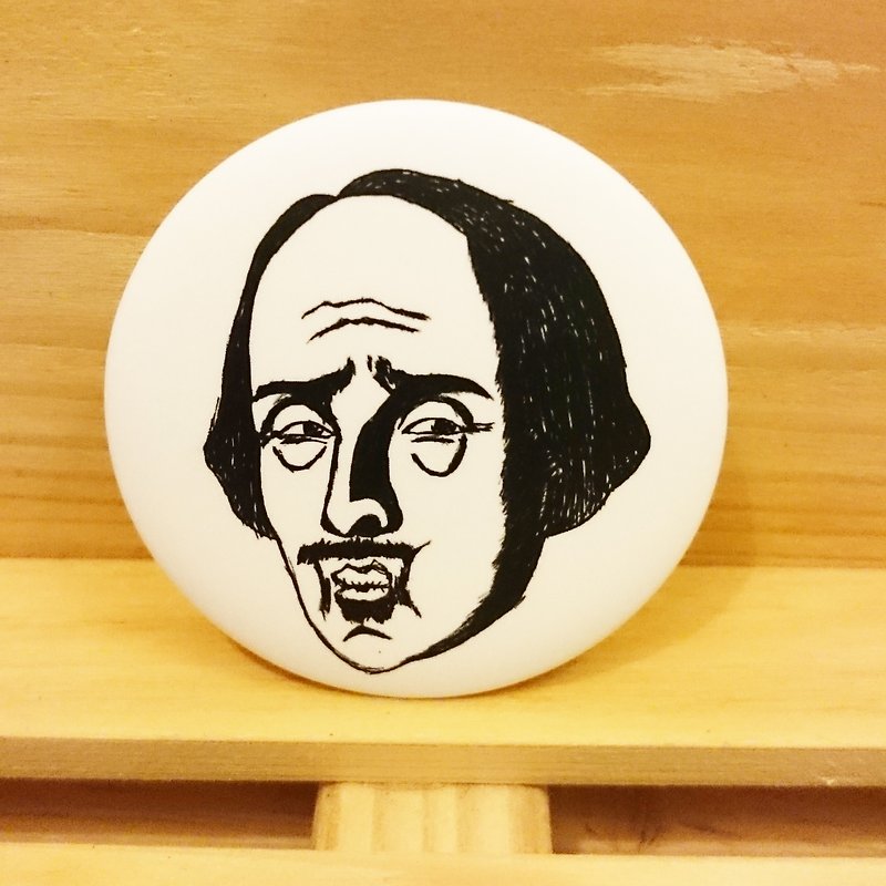 [Mr. Shakespeare is angry] Hand-painted wind badge - เข็มกลัด - พลาสติก ขาว