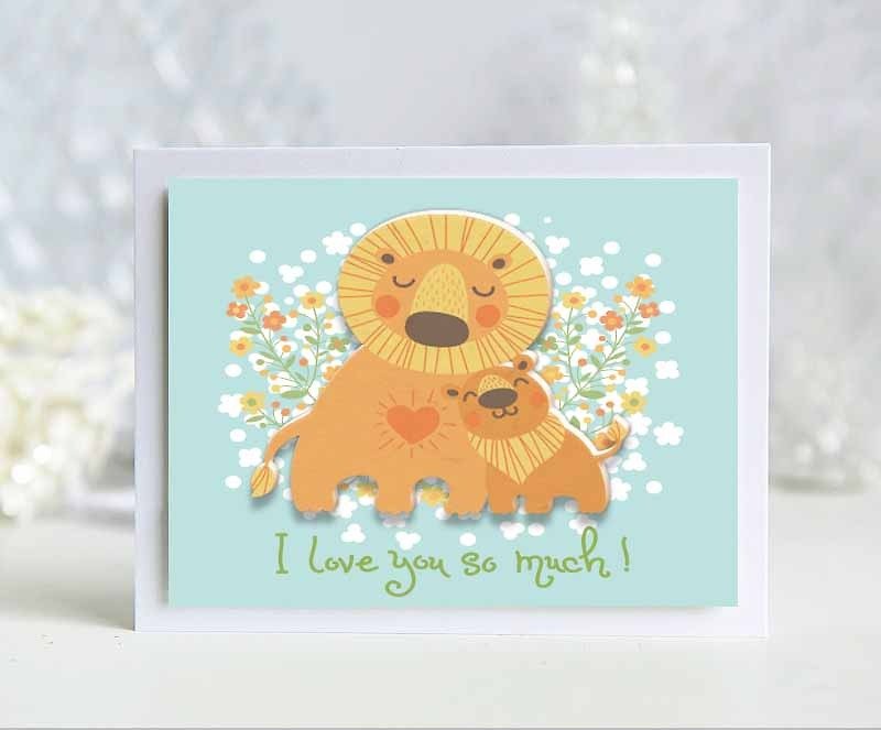 3 I love you so much! Mother's Day card set (light blue / light green / yellow powder) / English handmade cards - Cards & Postcards - Paper Multicolor