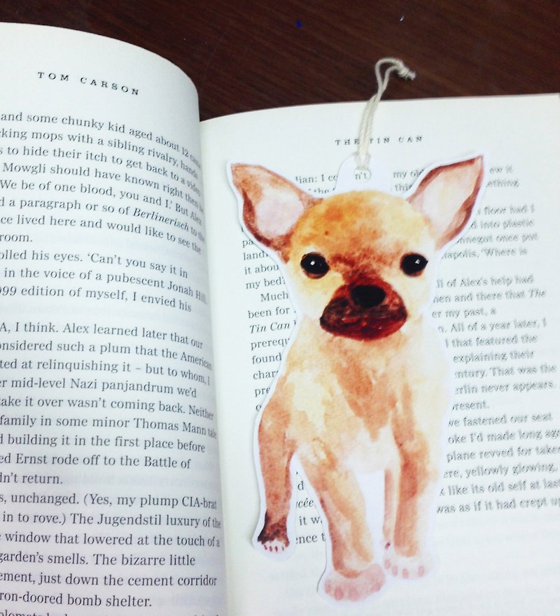 チワワの子犬の水彩塗装ブックマーク - しおり - 紙 ホワイト