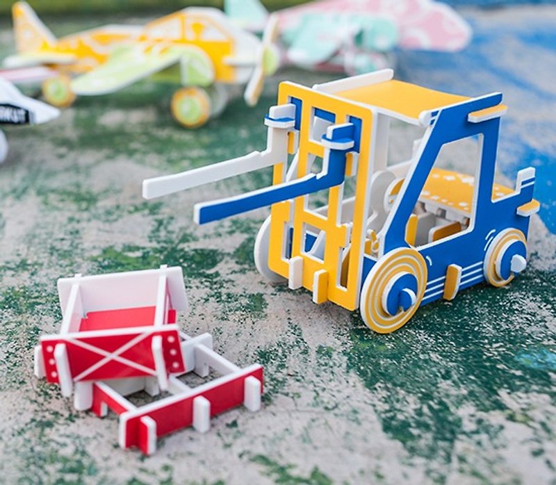 【益智玩具】推高機┇DIY 立體拼圖 交通工具系列 療癒小物 - 寶寶/兒童玩具/玩偶 - 壓克力 藍色
