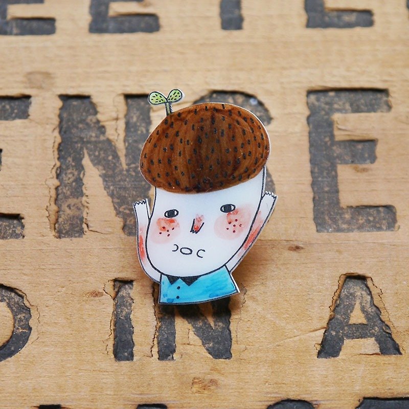 The Eco Guy - Handmade Shrink Plastic Brooch or Magnet - Wearable Art - Made to Order - Brooches - Plastic Blue