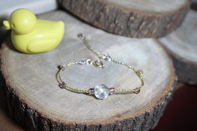 KNIT WITH LOVE pale fluorite hand-knitted bracelet - Bracelets - Gemstone White