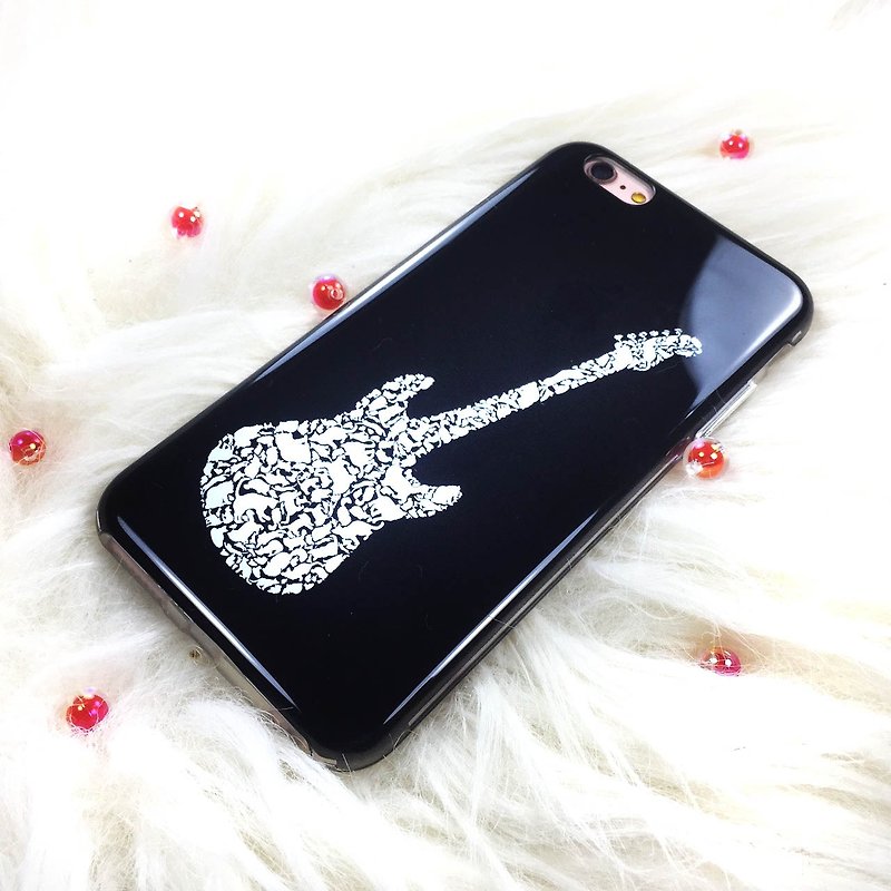貓咪手機殼 情人情侶禮物  【腳印吉他】  iPhone 8 Plus手機殼 - 手機殼/手機套 - 塑膠 黑色