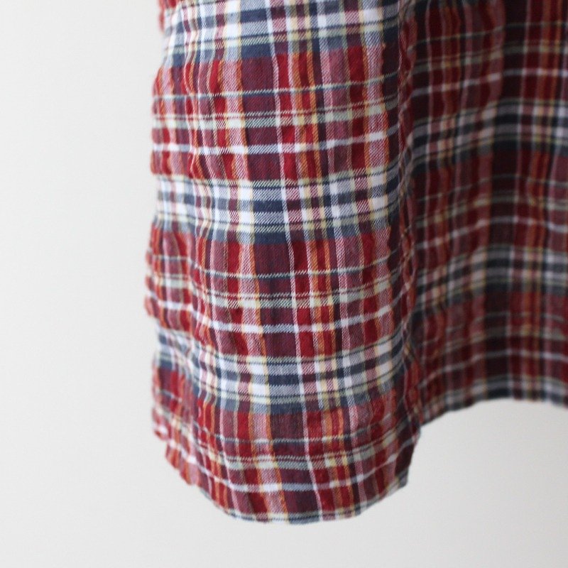 [RE0827D515] early autumn vintage red plaid vintage doll collar cotton dress - One Piece Dresses - Other Materials Red