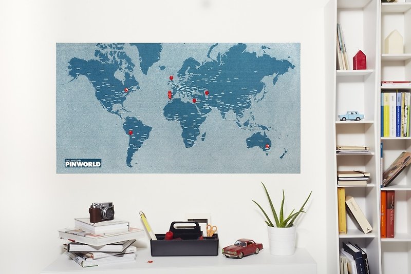パロマー│世界地図をブルー目的 - ウォールデコ・壁紙 - ウール 