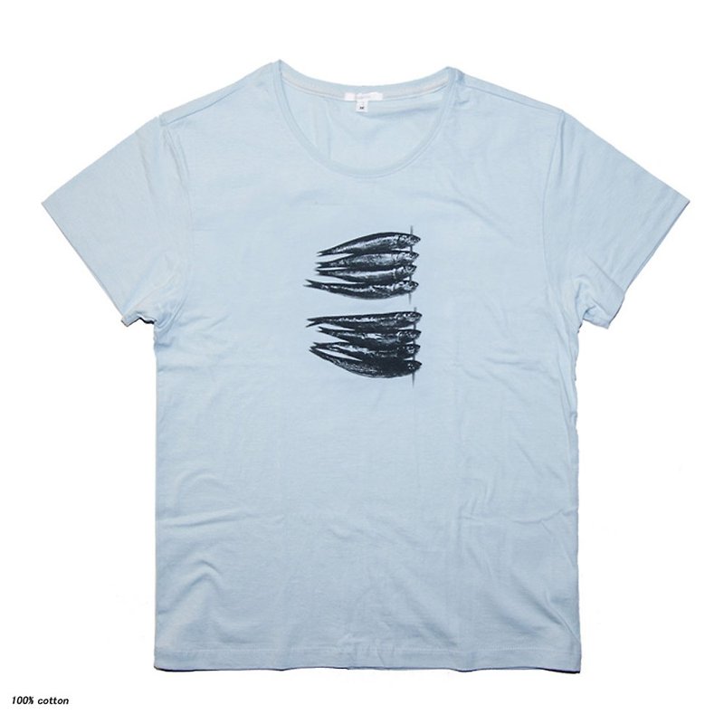 めざし　おもしろTシャツ　ユニセックスXS〜XLサイズ　Tcollector - 女 T 恤 - 棉．麻 藍色