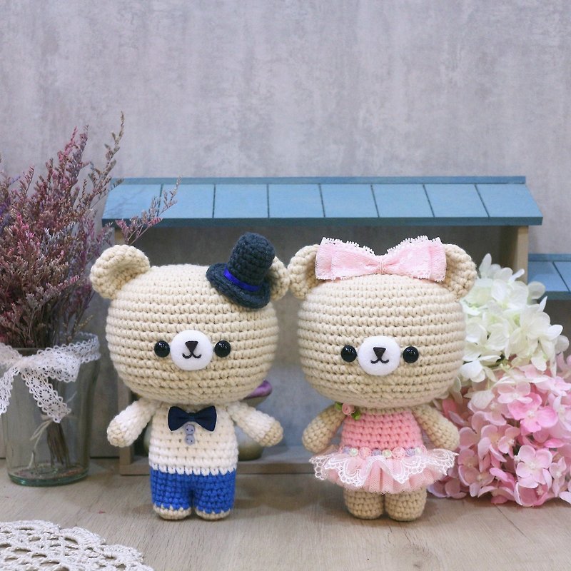 熊熊－婚禮娃娃－粉。結婚禮物。情人節禮物 - 玩偶/公仔 - 其他人造纖維 