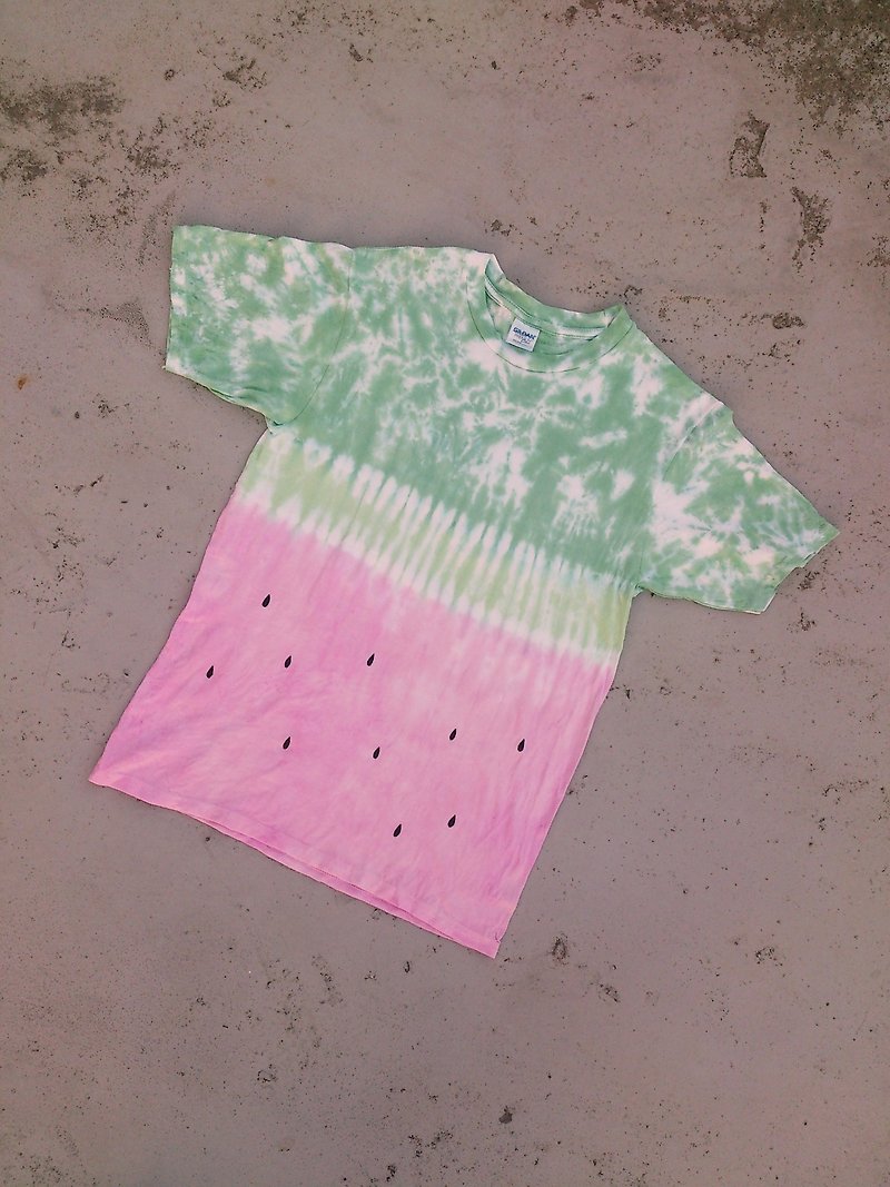Tie dye/T-shirt/Garment/Custom size/Men/Women [Red Watermelon] - Unisex Hoodies & T-Shirts - Cotton & Hemp Pink