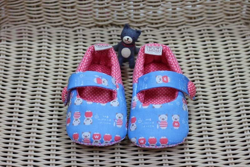 粉藍小豬豬 學步鞋 - 男/女童鞋 - 棉．麻 多色